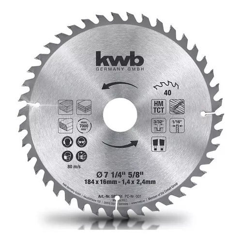 Kwb Disco Sierra Circular 7 1/4 40D 49586151