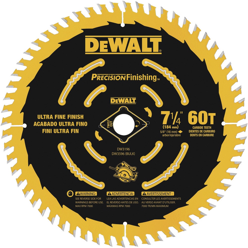Dewalt Disco Sierra 7 1/4'' 60D Eje 5/8' Ult.Fino Lam.Mad Dw3196