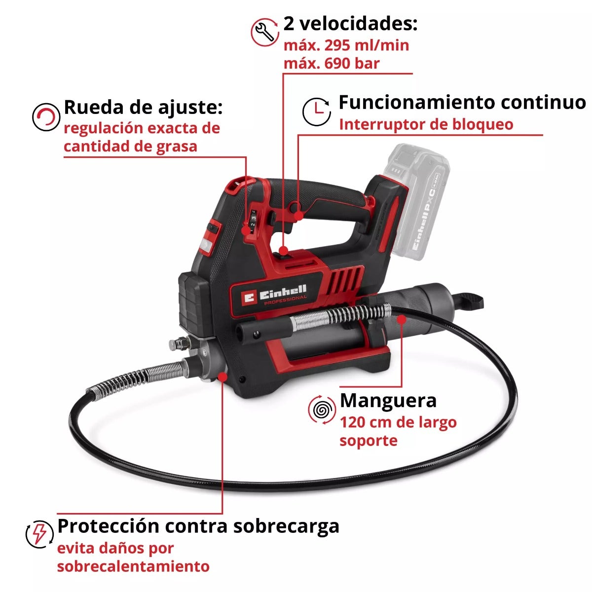 Einhell Pistola Engrasadora Inalambrica - Tp-gr 18/690 Li - Solo

 - 4522300