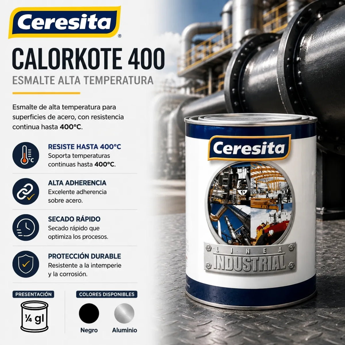 Calorkote Negro 1/4 Gl. Solvente