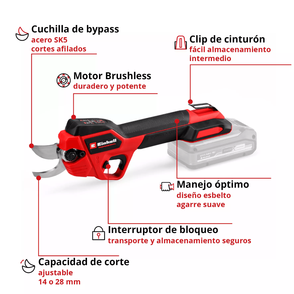 Einhell Tijera De Podar Inal&aacute;mbrica Professional 3408320