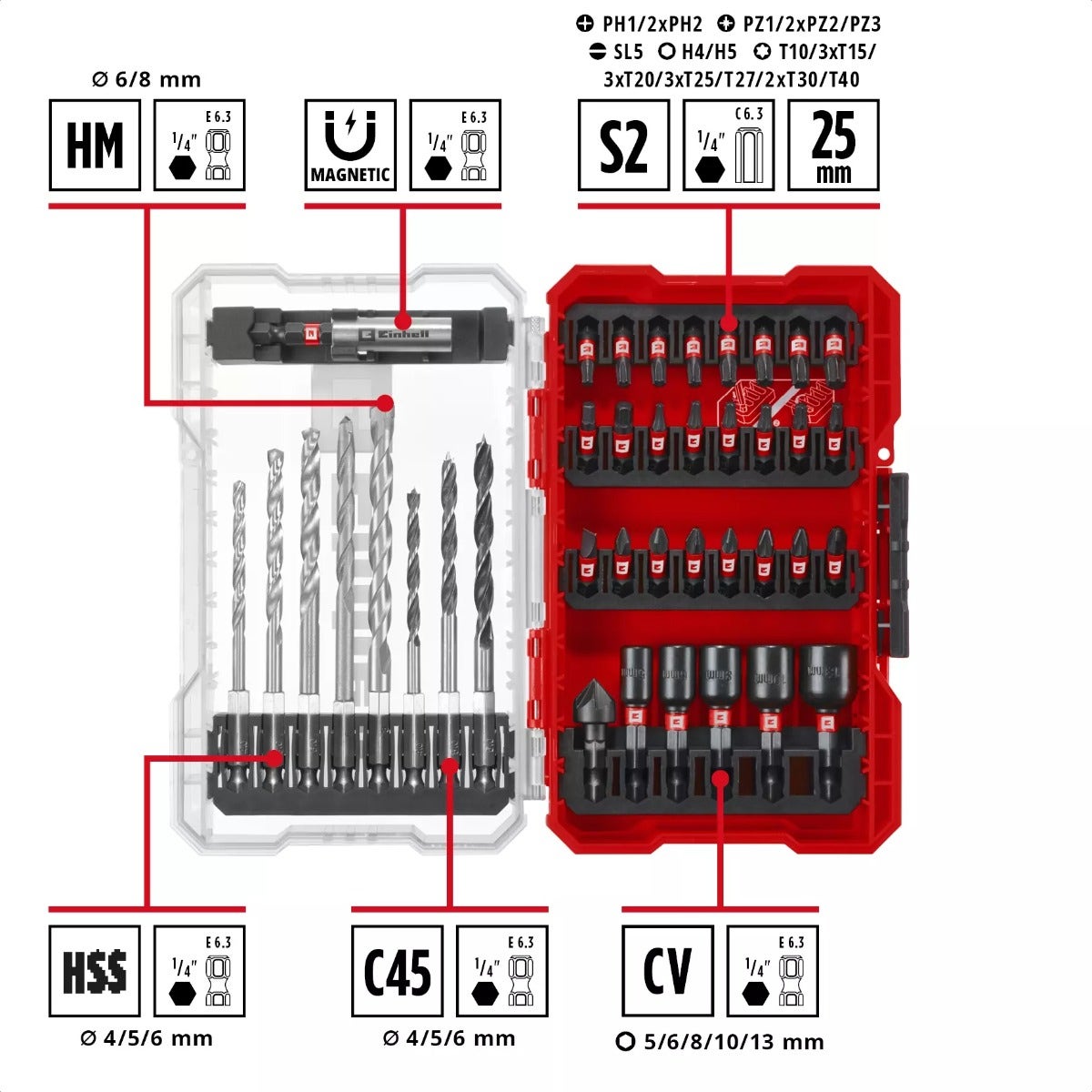 Einhell Set 39 Pz Puntas Y Brocas Met-mad. 108759