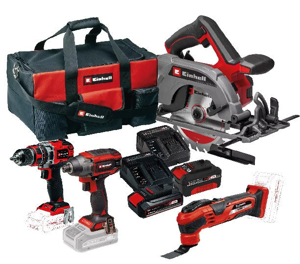 Einhell Combo Kit 4 Herramientas + 2 Baterias (2.5ah Y 4ah) + Bolso Grande