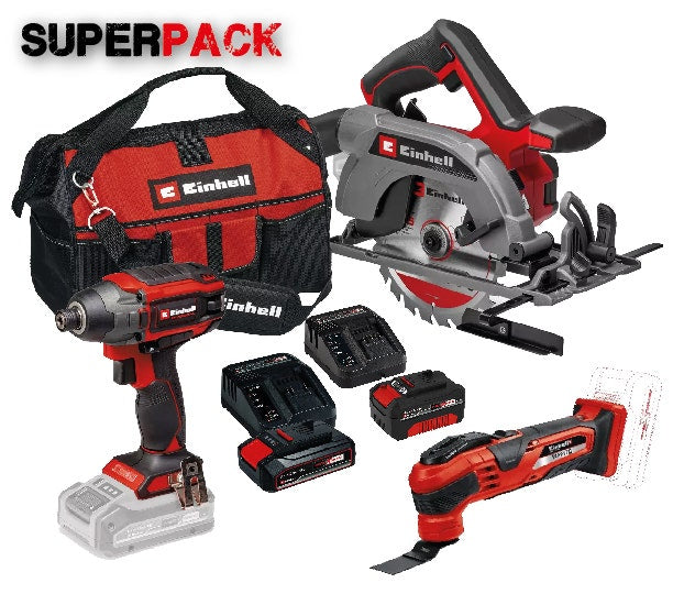 Einhell Combo Kit 3 Herramientas +2 Baterias (2.5ah Y 4ah) + Bolso Grande (n7)