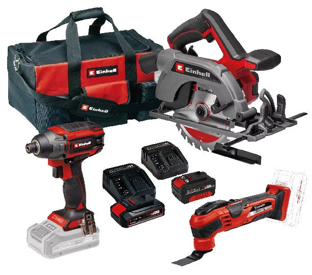 Einhell Combo Kit 3 Herramientas +2 Baterias (2.5ah Y 4ah) + Bolso Grande (n7)