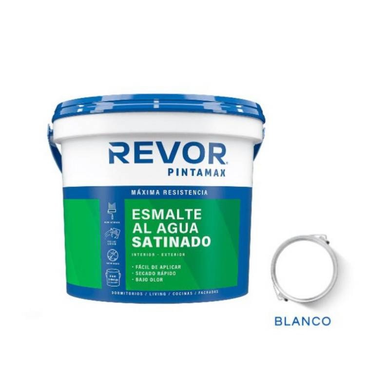 Revor Esmalte Al Agua Satinado Pintamax Blanco 1 Gl