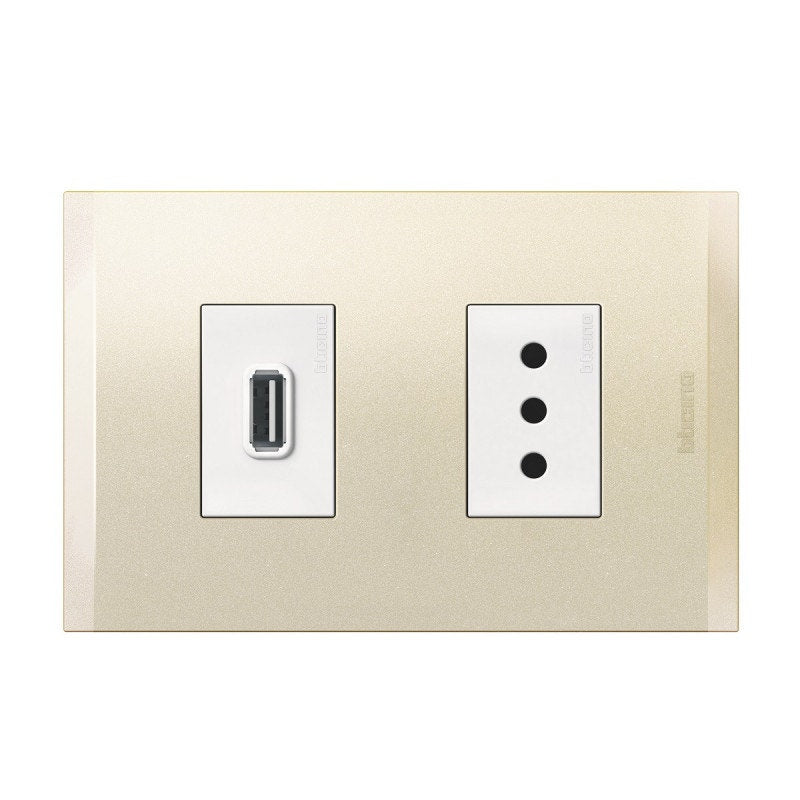 Bticino Enchufe Usb + Toma 10A Nobile Blanco Af2270Usbeb
