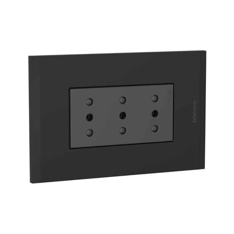 Bticino Enchufe Triple  Nobile Antracita Negro Pl3P Af2113E3Ang