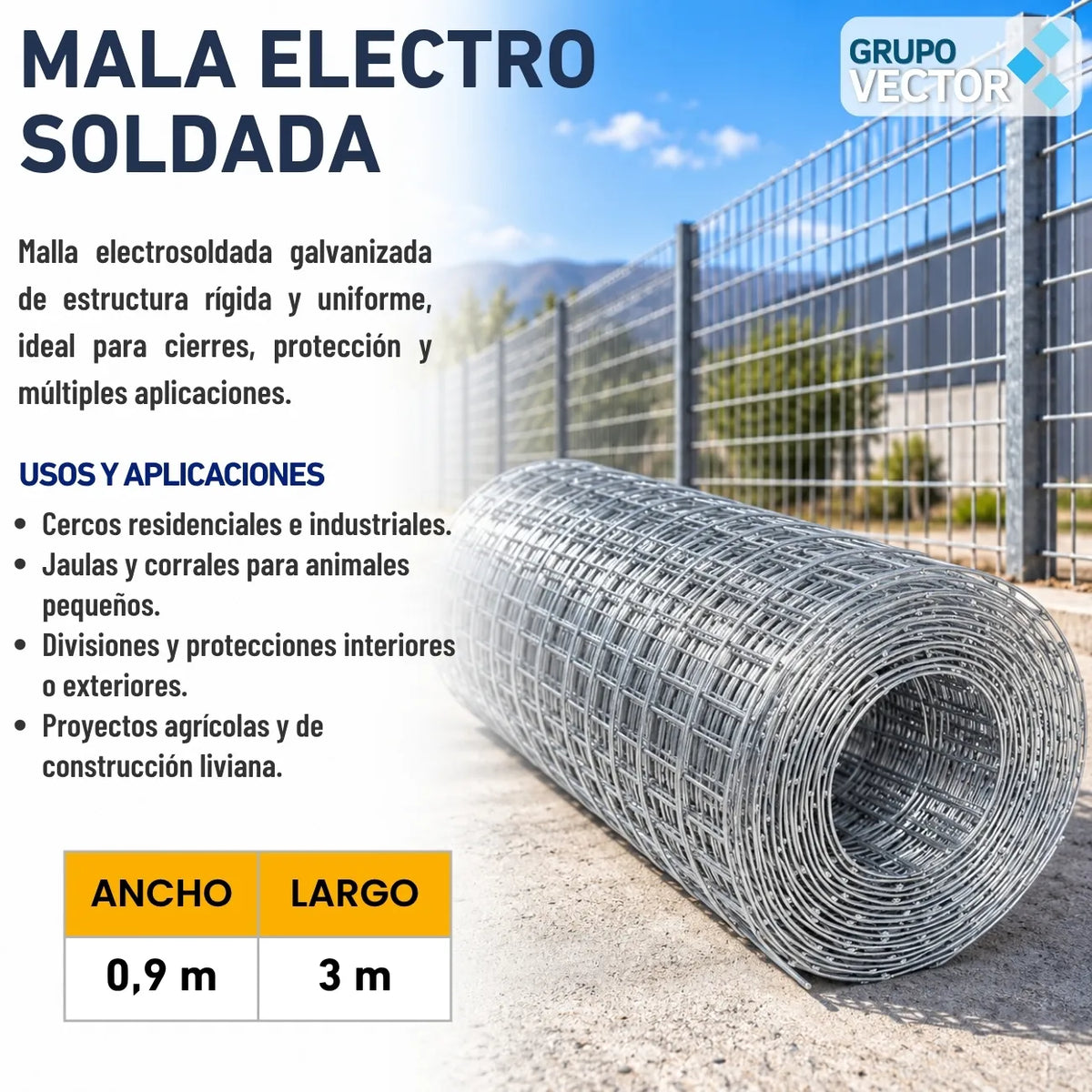 Rejilla Soldada Galv 0,90 X 3Mt X 1/2"