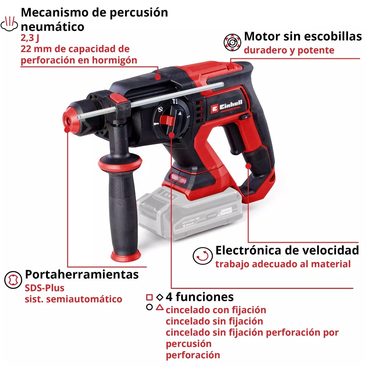 Rotomartillo SDS Plus 800W con maletín y accesorios xSx