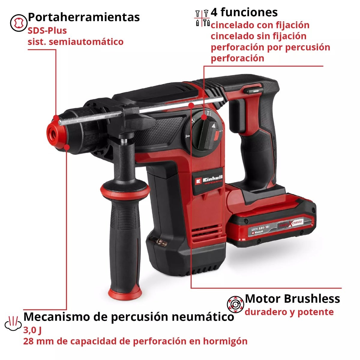 Einhell Rotomartillo Inalam. + Bat. 3.0ah Y Carg - 4514274