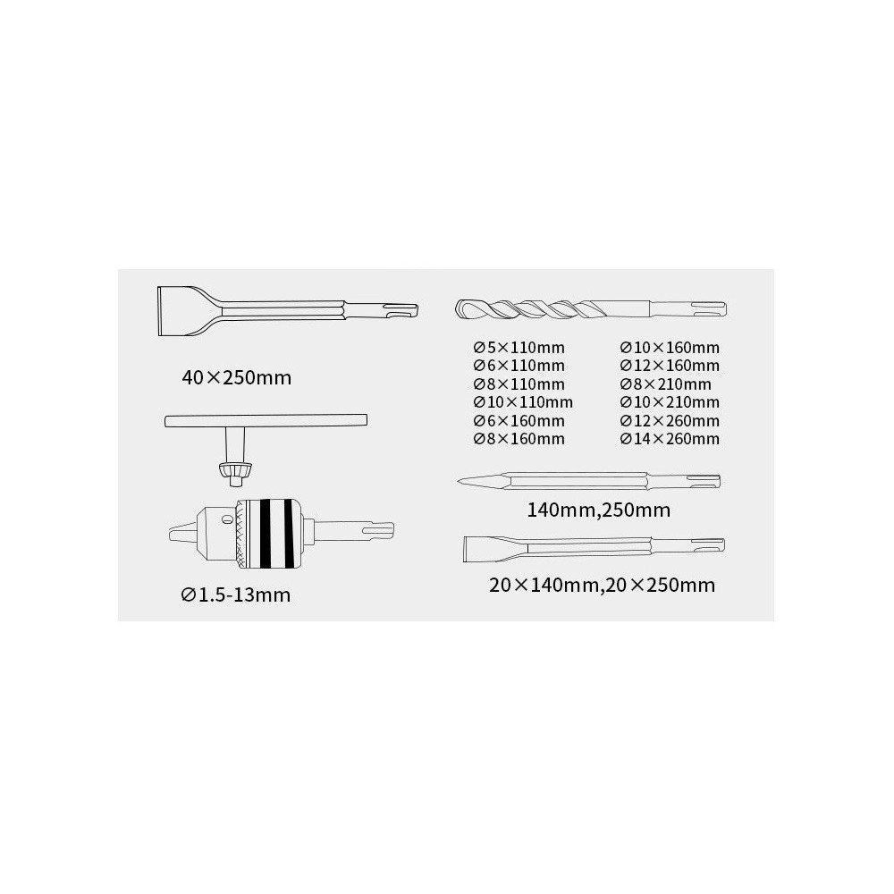 Makita Set 18P (2Puntos,3Cinceles,12 Broca) D-71196