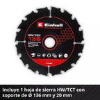 Einhell Sierra Circular Inalambrica - Tp-cs 18/136-c Li Bl - Solo   - 4331240*
