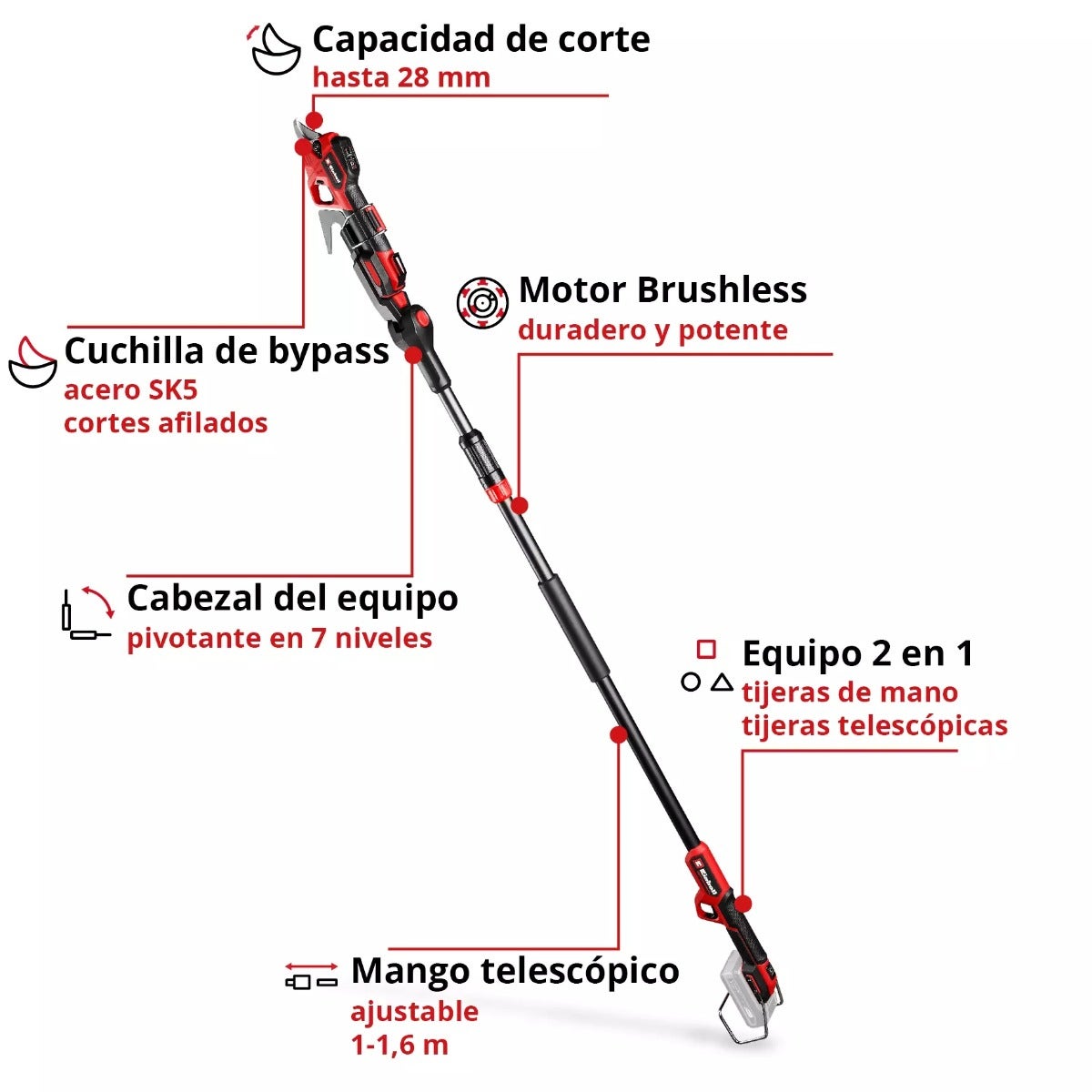 Einhell Tijera De Podar Telescopica Inalam. Gp-ls 18/28 Li T - 3408330