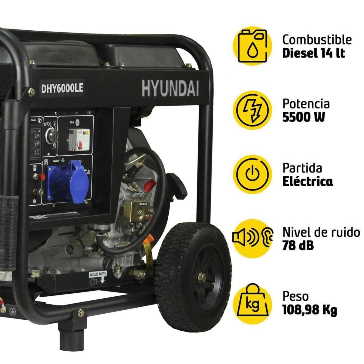 Hyundai Generador  Diesel5,5Kva 3000Rpm