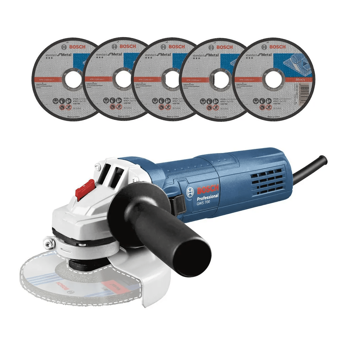 Bosch Esmeril Angular Gws 700 + 5 Discos De Corte