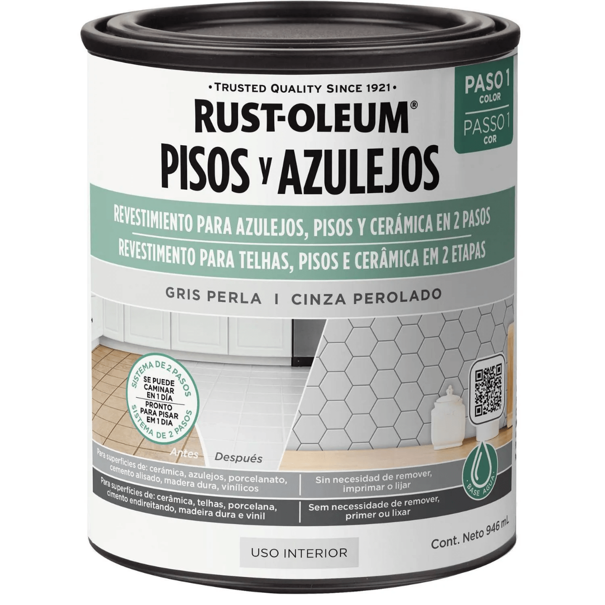 Rust-Oleum Pisos Y Azulejos Base Gris Perla 946 Ml  378446